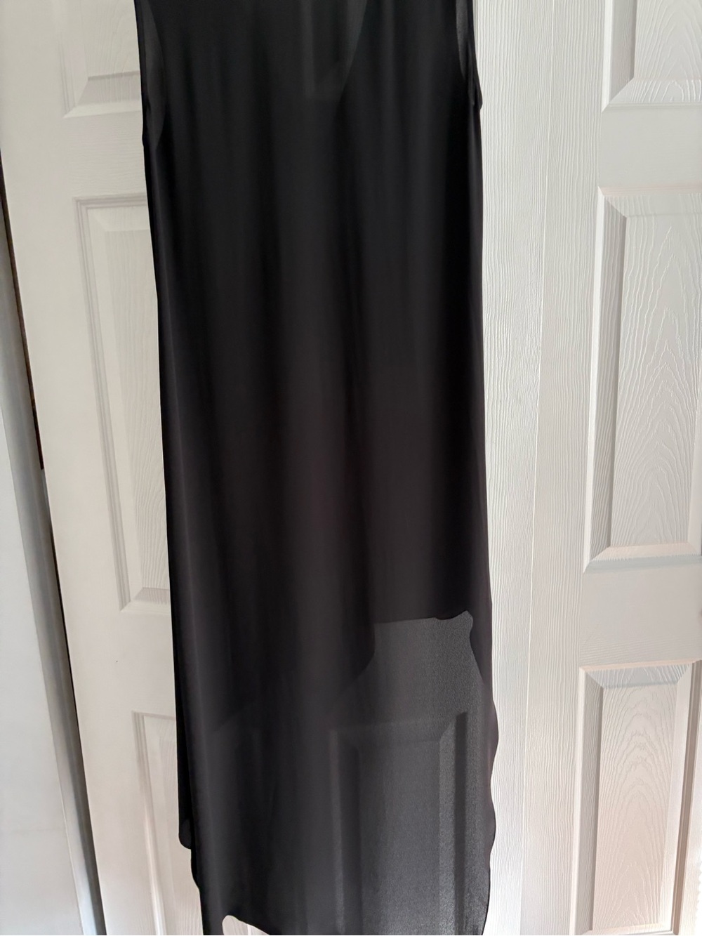 BCBGMaxAzria Black High-Low Sheer Overlay Dress